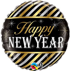 Qualatex - Folieballon Happy New Year gestreept