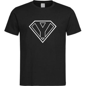 Zwart t-Shirt met letter Y “ Superman “ Logo print Wit Size XXXXXL