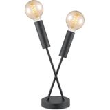 Home Sweet Home - Industriële tafellamp Twint - Zwart - 16/16/46cm - 2 lichts bedlampje - geschikt voor E27 LED lichtbron - gemaakt van Metaal