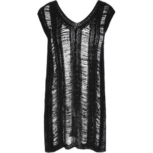 myMo - ROCKS - Gebreide Jurk - Zwart - Kort/mini - V-hals