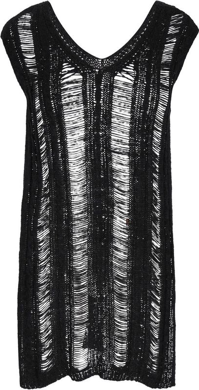 myMo - ROCKS - Gebreide Jurk - Zwart - Kort/mini - V-hals