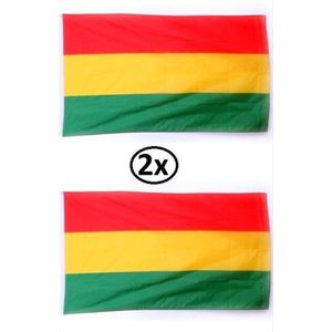 2x Vlag luxe rood/geel/groen 90x150cm