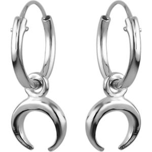 Zilveren oorbellen | Oorring met hanger | Zilveren oorringen, halve maan