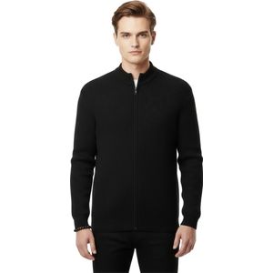 Gebreide Vest met Rits - Heren - Zwart - Vest - Slim Fit - Rib Stof - Zipper