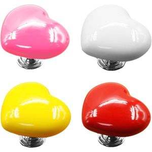 Hartvormige toiletknoppen - Kleurrijk toiletdrukgereedschap van kunststof - Verwisselbare toiletspoelknop (rood-roze-wit-geel) - HTML 4 content nodig .