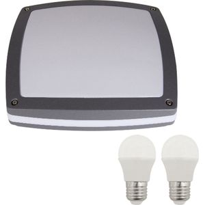 Buitenverlichting wandlamp - Vierkant - 2xE27 - Wandverlichting - Wandarmatuur - Plafondarmatuur - Gevel armatuur - E27 fitting - moderne wandlamp