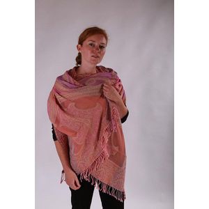 1001musthaves.com Cashmere dames sjaal in lila roze en vanille 70 x 180 cm