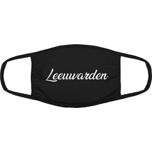 Leeuwarden mondkapje | gezichtsmasker | bescherming | bedrukt | logo | Zwart mondmasker van katoen, uitwasbaar & herbruikbaar. Geschikt voor OV