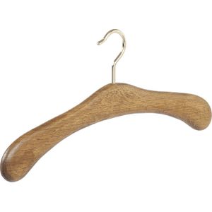 De Kledinghanger Gigant - Garderobehanger - Jassenhanger - 506ED-52 - 12 Stuks - Bruin - Donker Gebeitst - Eikenhout - Messinghaak - 45 cm - Kledinghanger - Kleerhanger (506ED_52_M/12)
