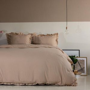 Y-NOT - Ruffles - Dekbedovertrek - Microvezel - 1 Persoons - 140x200/220 cm - Nude/Zand