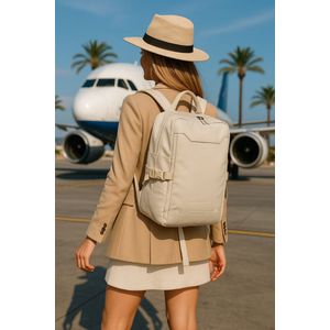 Lundholm Rugzak Underseater 40x30x20 - Rugtas Travel Laptoptas 15.6 inch met TSA slot - Reizen Handbagage Koffer als Rugtas - Maximale Inhoud - Cabin Approved - Scandinavisch Design Beige