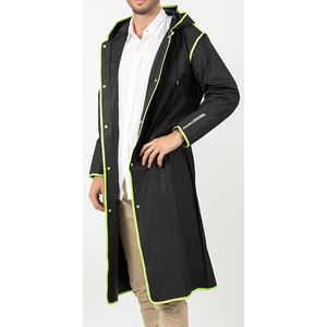 Zwarte regenjas City Trench met lime bies van Perletti M