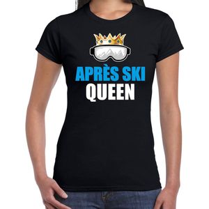 Apres ski t-shirt Apres ski Queen zwart  dames - Wintersport shirt - Foute apres ski outfit/ kleding/ verkleedkleding S
