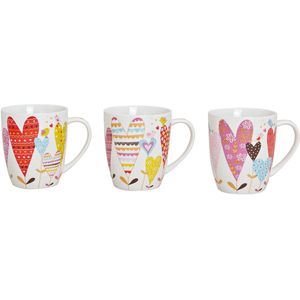 3 x Mok met Hartjes | Liefdevolle Koffiemok | Valentijn cadeau | Thee mok | Hartjes Design | Keramisch | Ideaal als Geschenk