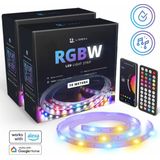 Lideka - LED Strip 20 (2x10) Meter RGB + Wit - met Afstandsbediening - Gaming Lichtstrip met App - LED-strips - Verlichting - 300 LED Lights - Zelfklevend Led Licht