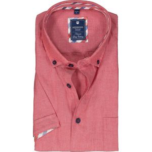 Redmond regular fit overhemd - korte mouw - Oxford - rood - Strijkvriendelijk - Boordmaat: 45/46