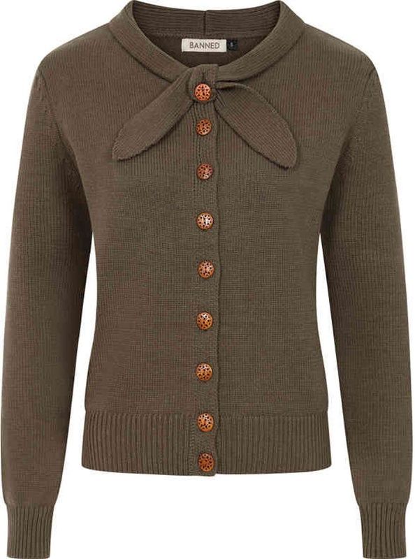 Banned Retro - Cardigan - Olijfgroen