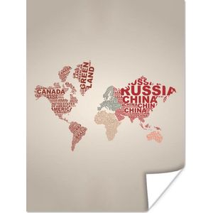 Poster Wereldkaart - Letters - Land - 120x160 cm XXL