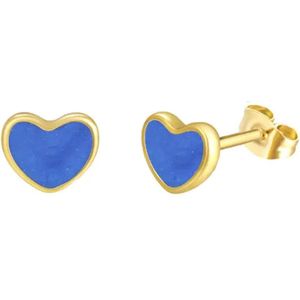 Kinder oorbellen - oorstekers meisje - goudkleurig - gold plated - hartjes oorbellen - turquoise oorbellen - blauwe oorbellen - oorknopjes - goudkleurige meisjes oorbellen - cadeau voor meisje - Liefs Jade