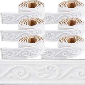 CSGoods - Flexibel zelfklevend 3D vintage decoratief behang | Wit | Zelfklevende schuim kroonlijst | Decoratieve wandrand 1332 x 5 cm