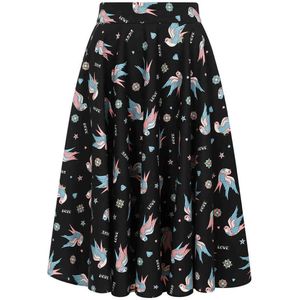 Banned - Marilou Swallows Swing Rok - S - Zwart