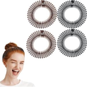 Ronde elastische kam compleet - 4 elastische kammen - kunststof tandband - flexibele ronde kam - haaraccessoire voor dames .