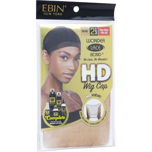 EBIN NEW YORK BEIGE 2CAPS ONE SIZE FITS ALL WONDER LACE BOND no lace, no wonder H D Wig CAP