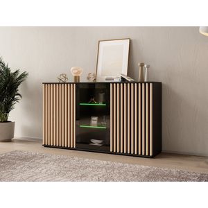 Meubella - Dressoir Corluka - Zwart - Eiken - 160 cm