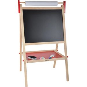 Bandits & Angels schoolbord Classic - 3 jaar - jongens en meisjes - krijtbord, whiteboard, magneetbord - papierrol en 10 accessoires - hout - naturel en rood