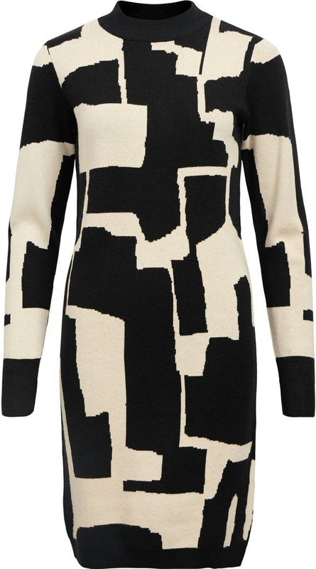 Object - Ray Aop - Gebreide Jurk - Lange Mouwen