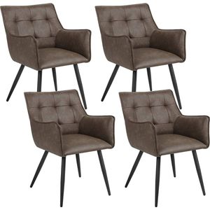 Rootz Eetkamerstoelen Set van 4 - Keukenstoelen - Bureaustoelen - Comfort van schuim met hoge dichtheid - Ergonomisch ontwerp - Duurzaam metalen frame - 57 cm x 80 cm x 57 cm