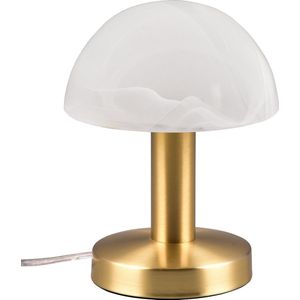 LED Tafellamp - Torna Nini - E14 Fitting - 1 lichtpunt - Mat Messing - Metaal - Wit Geborsteld Glas