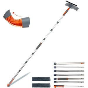 Professionele Raamwisserreiniger - 2-In-1 Doucheschijf Met Verlengstang - 105"" Telescopische Raamwasapparatuur Met Buigbare Kop - Glasreinigingsgereedschap Voor Binnen - Buiten Hoog Raam