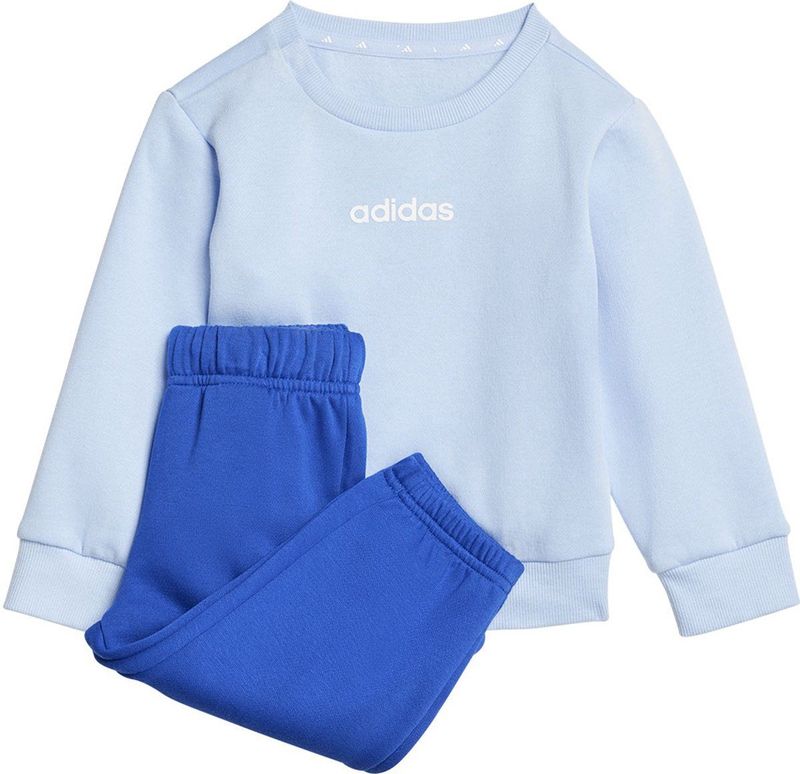 adidas - LIN FL JOG - Trainingspak - Glow Blue/White - 70% Katoen, 30% Polyester