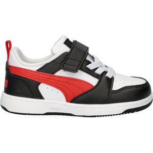 Puma Rebound V6 Low jongens sneaker - Wit rood - Maat 26