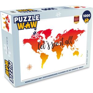 Puzzel Wereldkaart - Zonsondergang - Kompas - Legpuzzel - Puzzel 1000 stukjes volwassenen