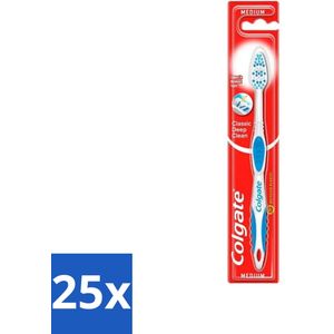 25 x Colgate - Tandenborstel - Classic Deep Clean Medium - 1 Tandenborstel - Tandenplak - Tandvleesvriendelijk - Medium Hardheid - Ergonomisch - Meerkleurig