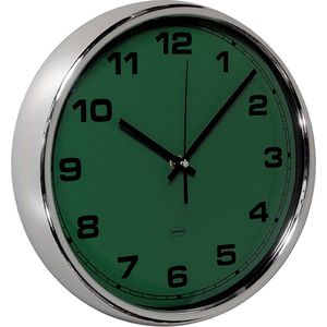 CABANAZ - klok, glas, plastic rand, doorsnede 30 cm, WALL CLOCK, donkergroen