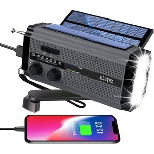 Draagbare zonne-energie radio - AM/FM zwengelradio - geschikt voor camping en outdoor - 1 stuk - grijs