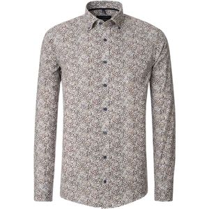 CASA MODA - Sport Casual Fit Overhemd - Bruin Dessin - Strijkvriendelijk