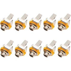 Gitaaraansluiting stereo-aansluiting geleider ingangsbus 6.5 mm jackstekker inbouwbus voor instrument bas stereo tweekanaals 10 stuks