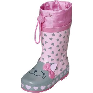 Playshoes - Regenlaarzen voor kinderen met trekkoord - Kat - Roze - maat 25EU