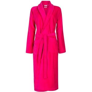 Dames badjas fuchsia roze - 100% katoenen badjas - badjas dames - sauna - sjaalkraag - maat L/XL