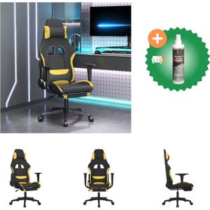 vidaXL Gamestoel met voetensteun stof zwart en geel - Bureaustoel - Inclusief Reiniger