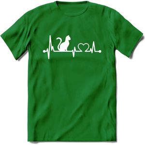 Cat Beat - Katten T-Shirt Kleding Cadeau | Dames - Heren - Unisex | Kat / Dieren shirt | Grappig Verjaardag kado | Tshirt Met Print | - Donker Groen - XL