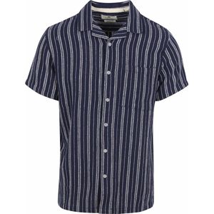 Anerkjendt - Short Sleeve Overhemd Leo Dobby Navy - Heren - Maat L - Regular-fit