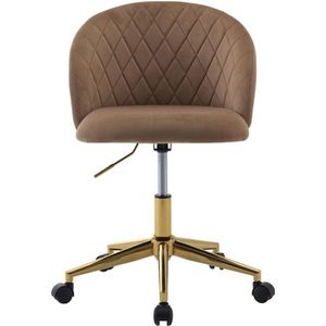 Vente-unique Bureaustoel - Fluweel - Beige en goudkleurig - Verstelbare hoogte - PORIANI L 54 cm x H 84 cm x D 55.5 cm