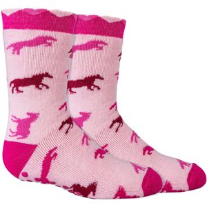 Kindersokken 19-22 | grappige sokken | vrolijke sokken | happy socks printjes | huissokken | Antislip zool | Badstof gevoerd | Thema: Paard | Maat: Diverse maten | 6 paar voordeelpakket