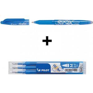 Pilot Hemelsblauwe FriXion Ball 0.7mm Uitwisbare Pen + 3 stuks Navul inkt set