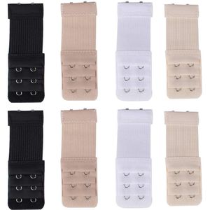 BH Verlengstuk - 2-Haak Elastisch - Comfortabele BH Uitbreiding - BH Accessoire voor Vrouwen - Zwart/Wit/Beige - 10x3.3cm - 8 Stuks